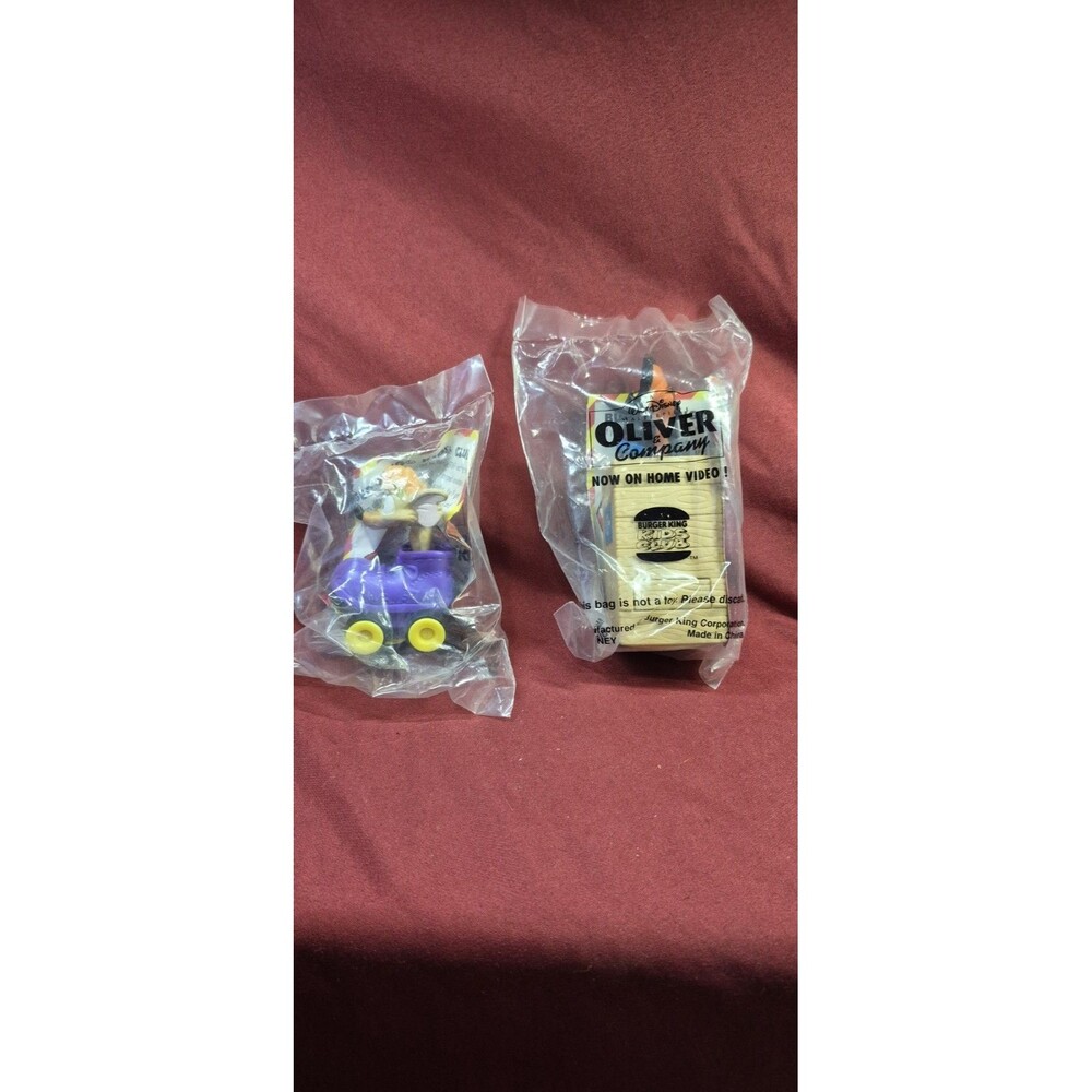 Vtg 1996 Disney Oliver and Company Burger King Kids Club Toys Sealed Lot of 2